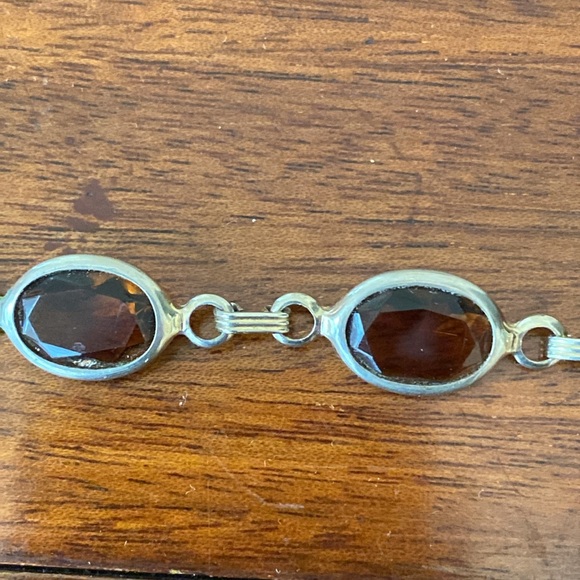 Sterling Silver & Chocolate Topaz Bracelet 6 large 3/8” by 5/8” stones approx 8” - Picture 3 of 7